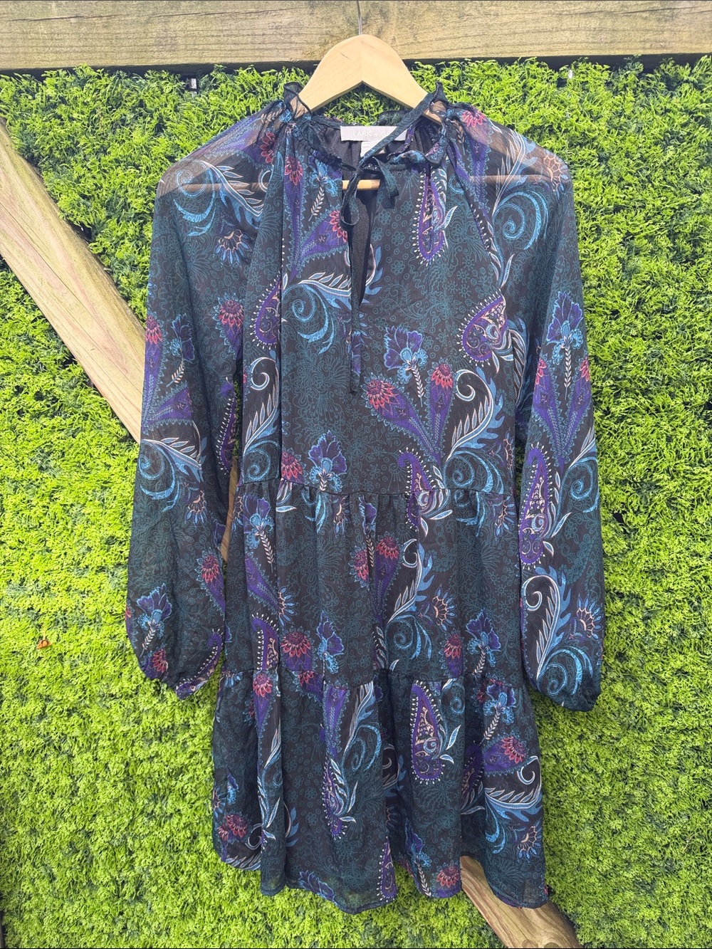 Lark + Gray Boho Floral Paisley Long-Sleeve Tiered Dress
